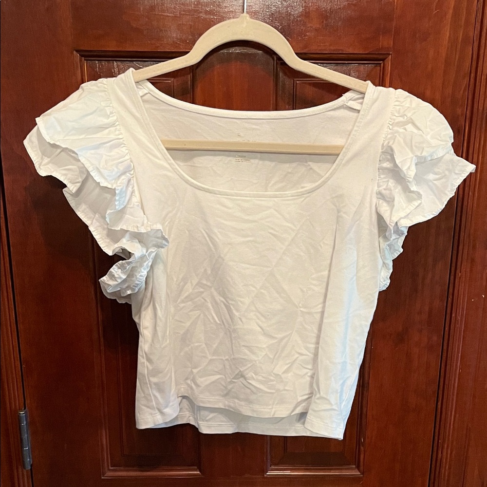 A New Day White Ruffle Sleeve Blouse